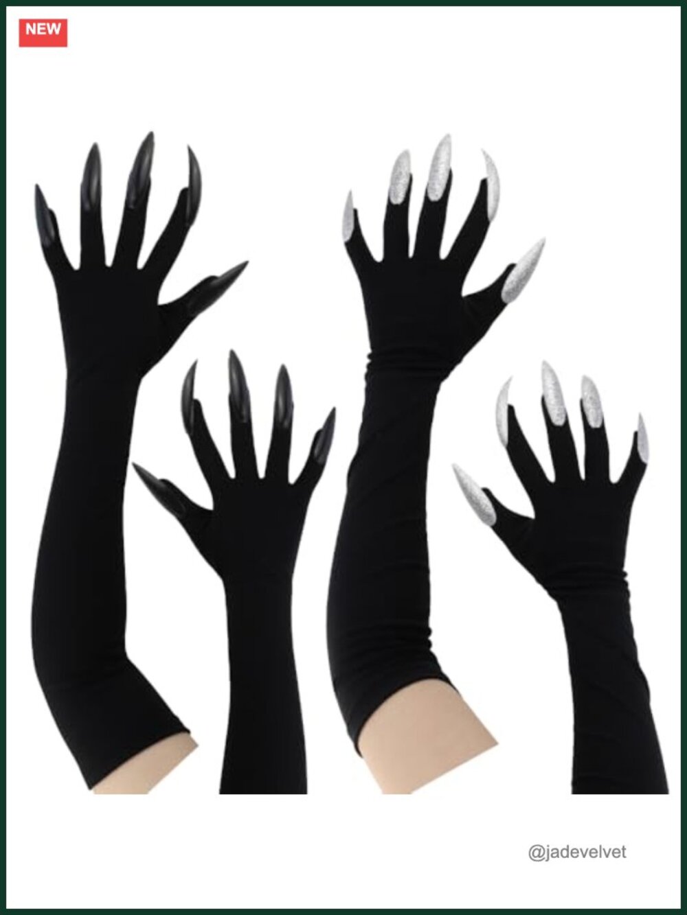 Cat Claw Gloves Long Glitter Nails Elbow Length Halloween Costume Accessory